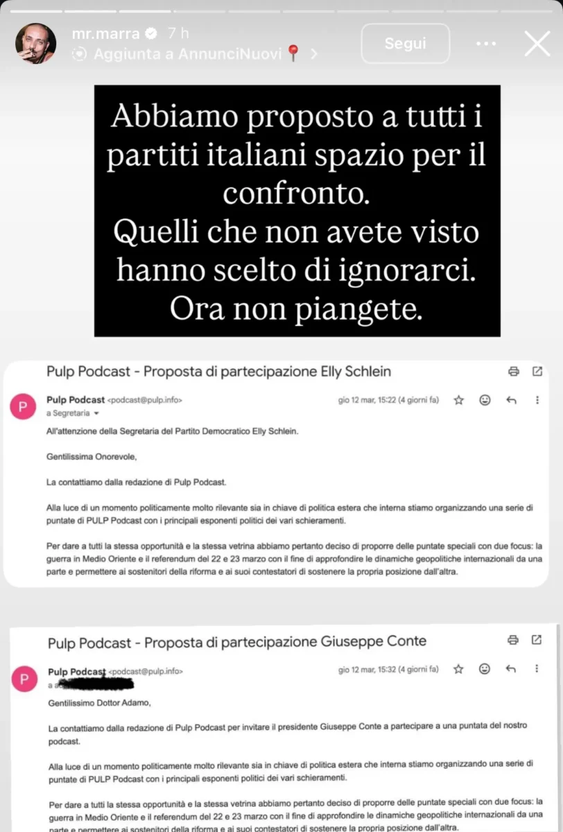 meloni al podcast di fedez, le polemiche su Elly Schlein e Giuseppe coNTE