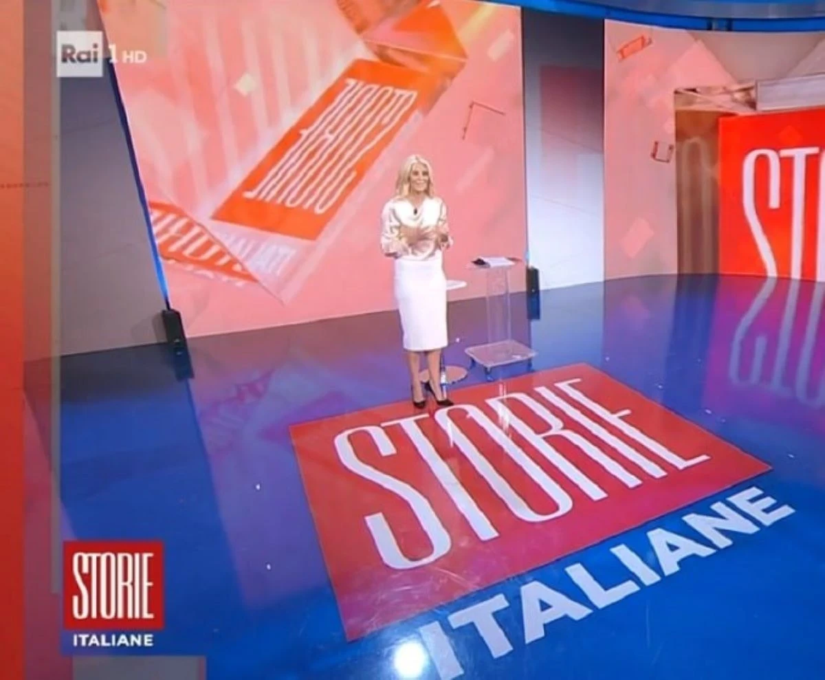 Studio del programma Storie Italiane su Rai 1