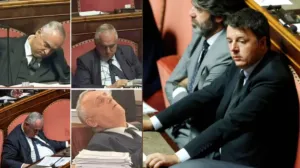Renzi pubblica le foto di Lotito che dorme in Senato: scoppia lo scontro, la replica è durissima