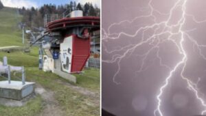 Fulmini, grandine e pioggia: famiglia resta intrappolata sulla seggiovia